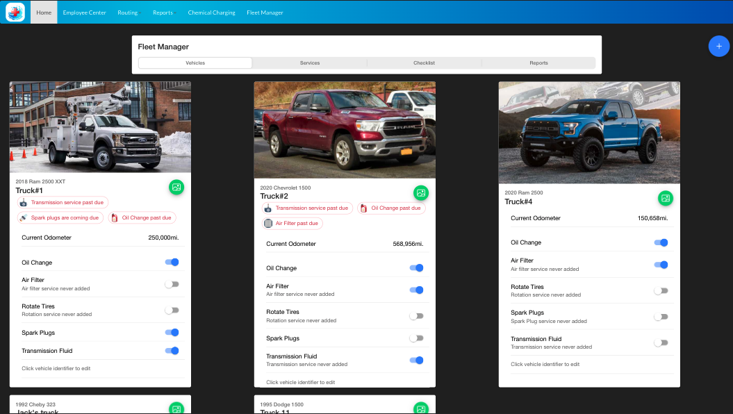 Paythepoolman fleet manager with vehicle maintenance reminders and mileage tracking