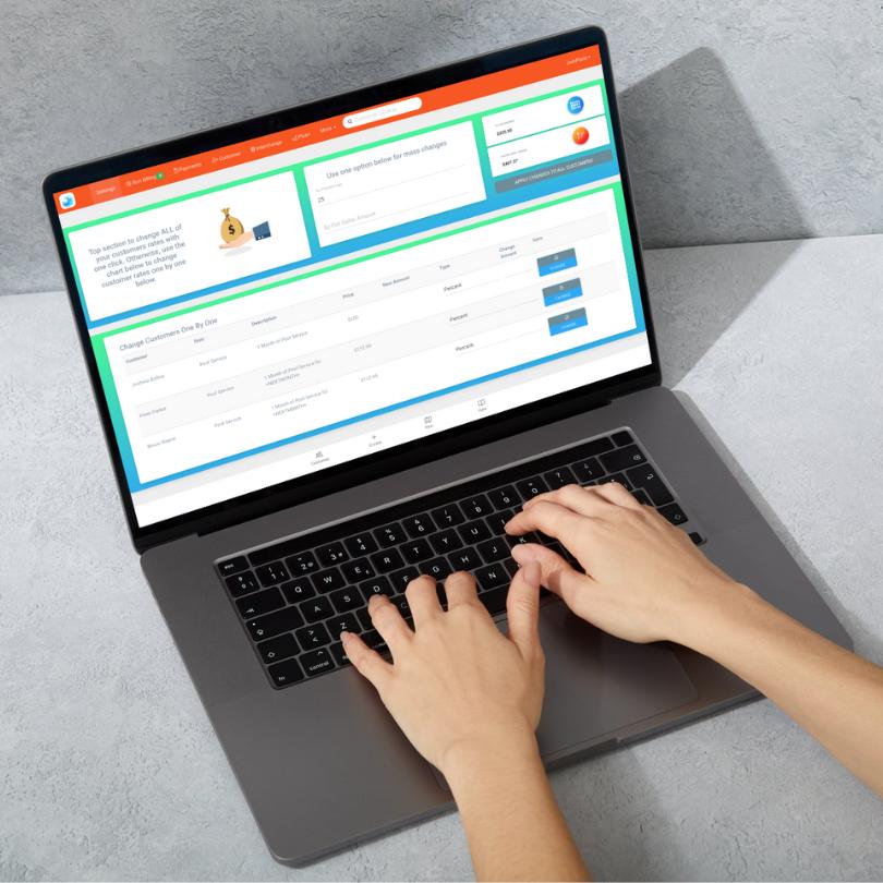 Managing pool service rate increases for all customers in Paythepoolman